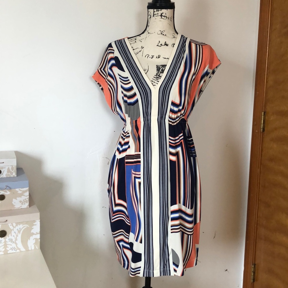 BCBG Dress Salmon blue and off-white